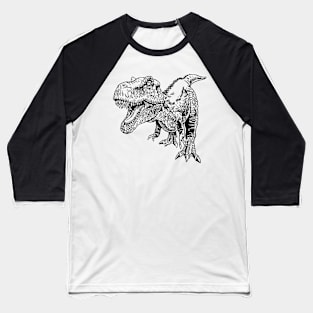 Saurus T-Rex dinosaur Hand Drawn Art T Rex Baseball T-Shirt